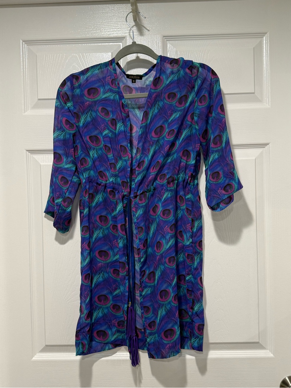 Dolcessa Vibrant Peacock-Print Purple Cover-up